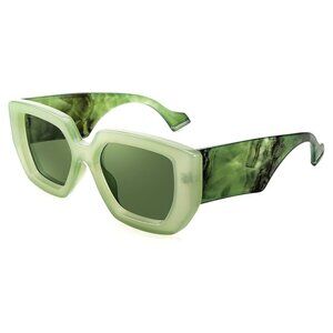 💚 Bold Green Oversized Square Sunglasses – Retro Chic Statement Shades